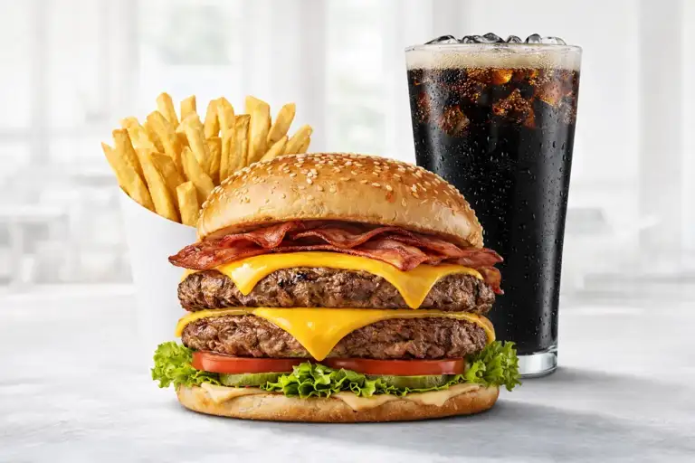 Combos Burger Carl's Jr Mexico con papas fritas y refresco