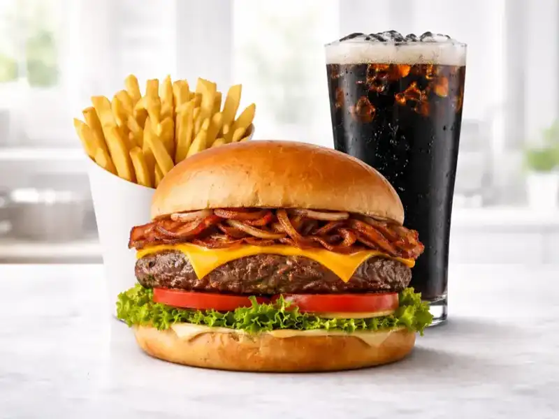 Combos Big Angus Burger Carl's Jr Mexico con papas y Coca Cola