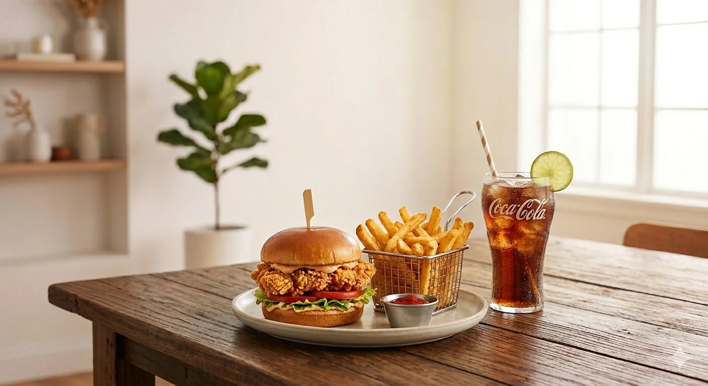 Menú Carl's Jr México con hamburguesa, papas fritas y refresco